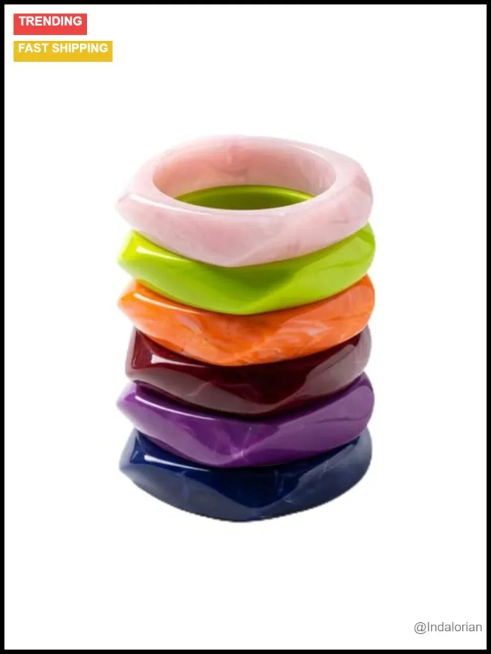 Chunky Acrylic Resin Bangle Bracelets Set for Women Stackable